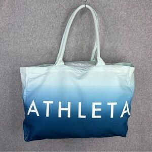 Athleta Beach Bag Gym Bag Tote Bag Blue Ombre White Canvas Shopping Bag